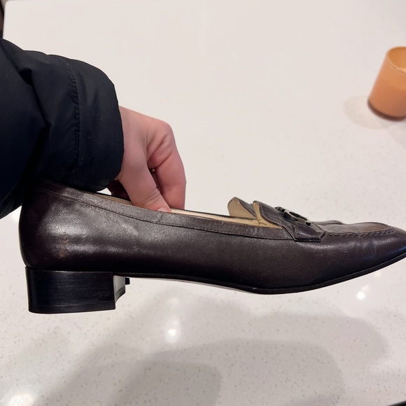 Salvatore Ferragamo Dark Brown Leather Loafers with Gold Accent - Picture 2 of 6